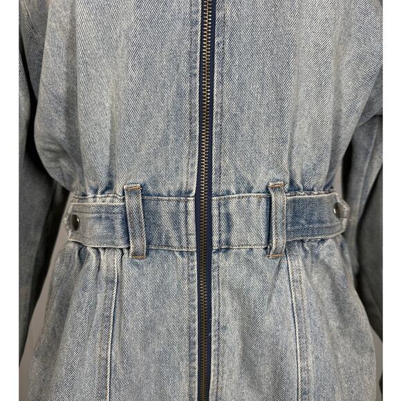 Whiteroom + Cactus Denim Long Sleeve Full Zip Mini Dress Light Wash Blue Size M - Picture 5 of 16